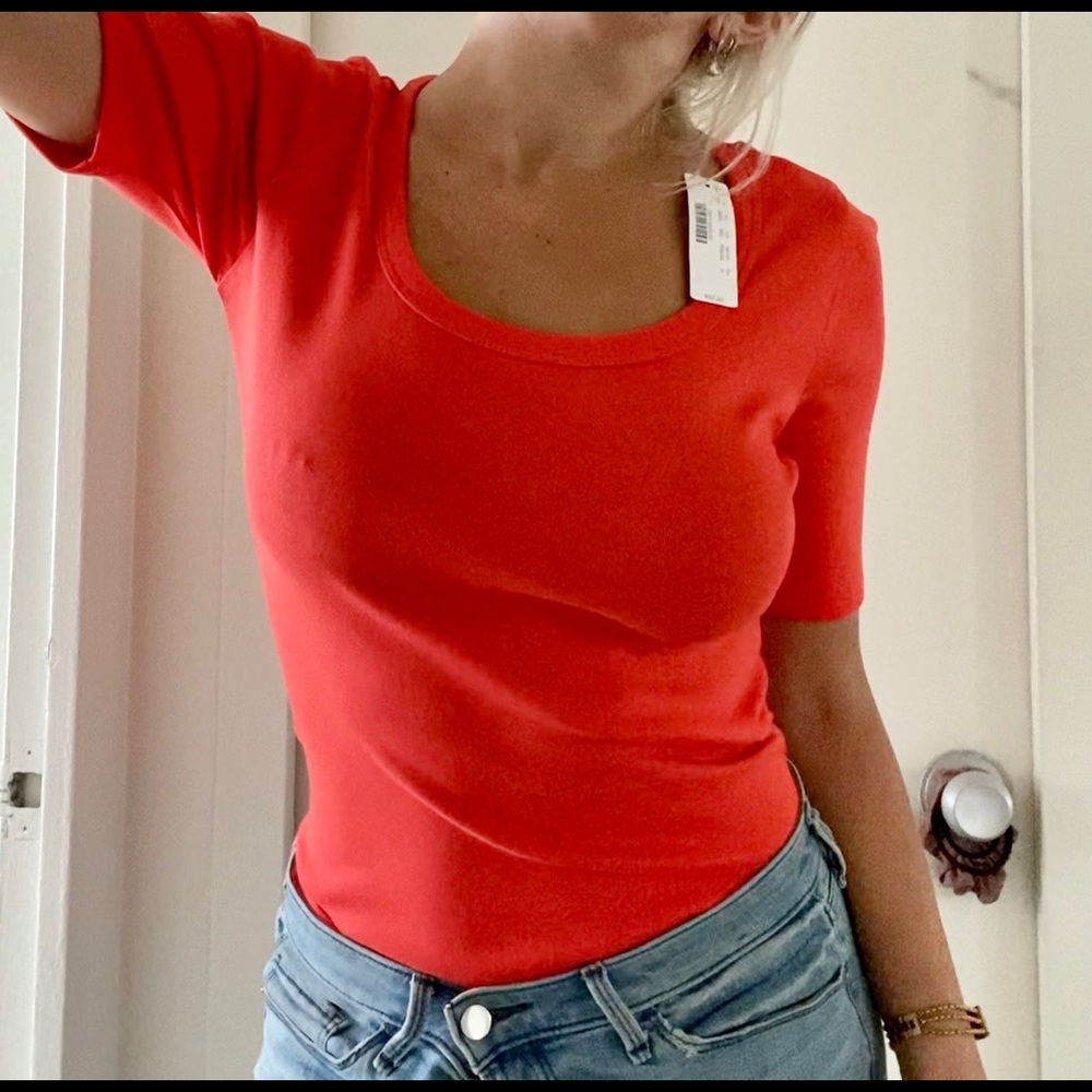 J Crew Perfect Fit 3/4 Sleeve Tee - Red